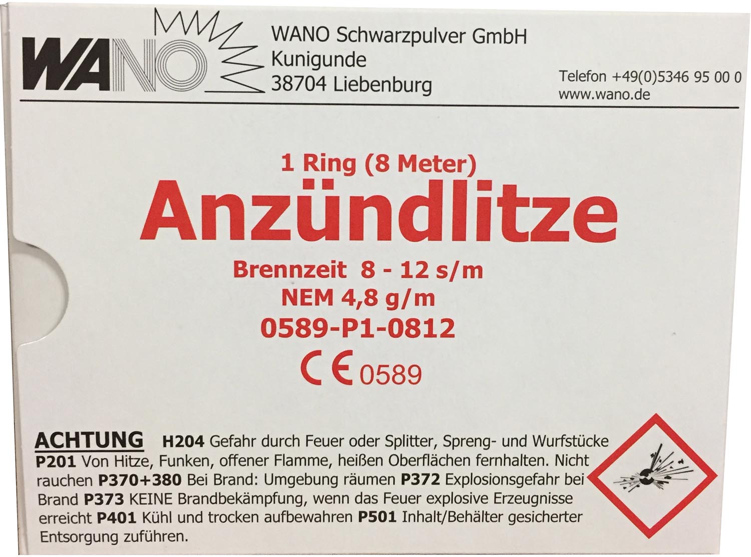 Wano Anzündlitze Rot 8-12s/m